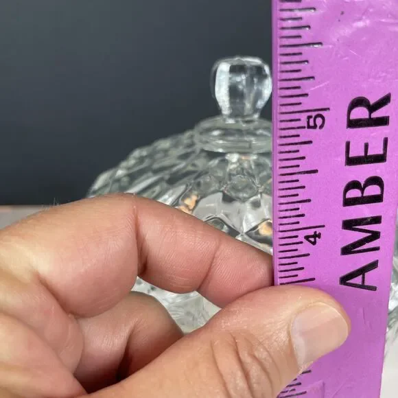 FOSTORIA AMERICAN CANDY DISH GLASS Crystal Lid Vintage Home Decor Gift - Picture 11 of 12